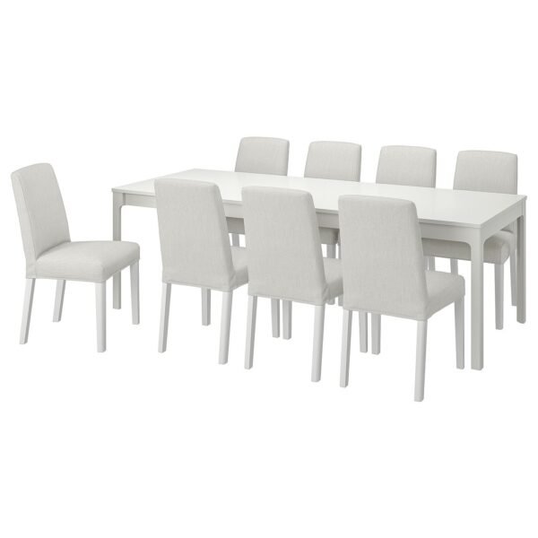 Nordic Gather 8 – Table and 8 chairs, white white/Orrsta light grey, 180/240 cm